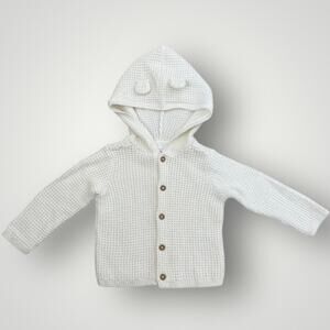 NWOT Carter’s Baby Girl Ivory Waffle Knit Hooded Cardigan 12 Months